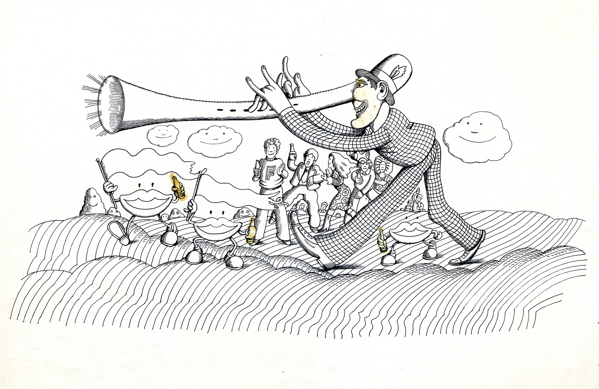 Man with giant trumpet nose